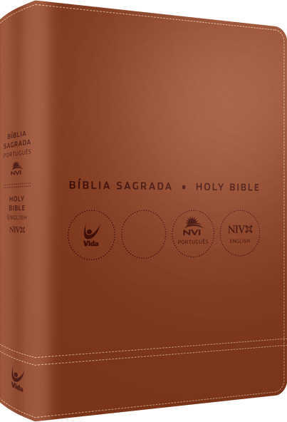 Bíblia Bilíngue Português/Inglês NVI Luxo Marrom - Livraria