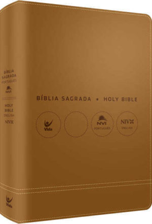 Bíblia NVI Português-Inglês - champanhe / ouro
