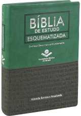 Bíblia De Estudo Esquematizada Ra -Luxo Verde E Cinza