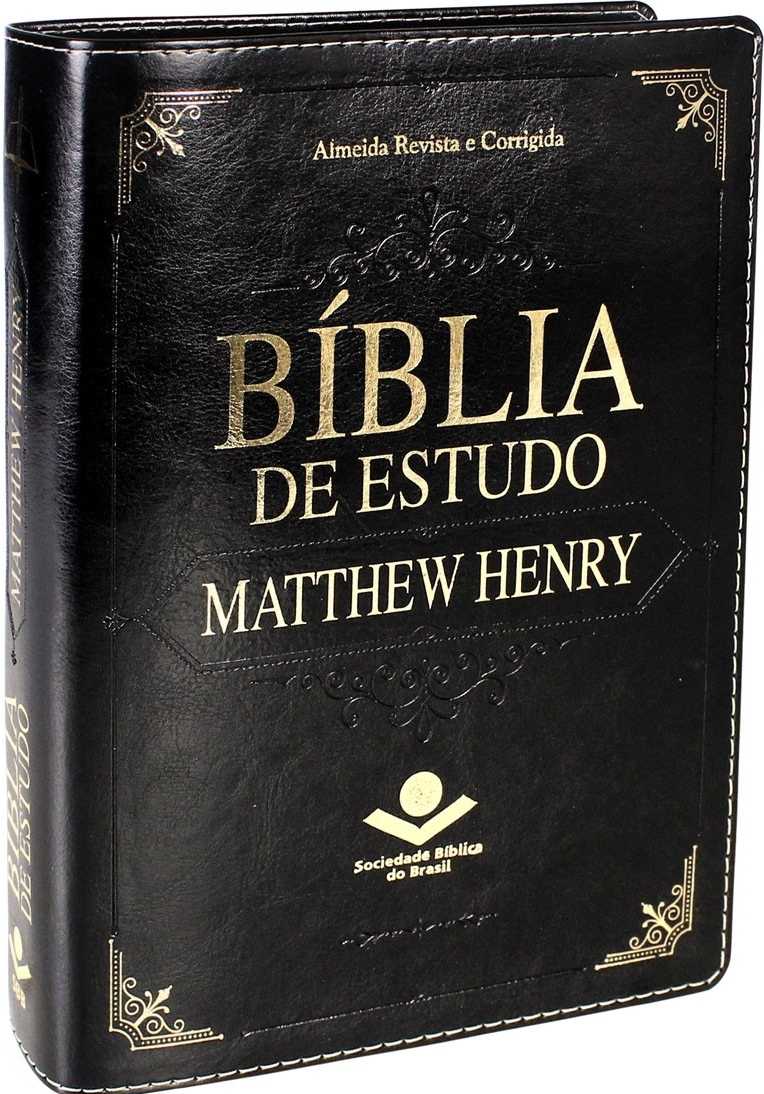 Bíblia De Estudo Matthew Henry – Luxo Preto – Revista E Corrigida – Sbb