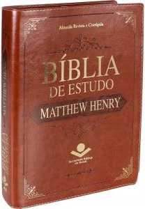 Bíblia De Estudo Matthew Henry – Luxo Marrom – Revista E Corrigida – Sbb