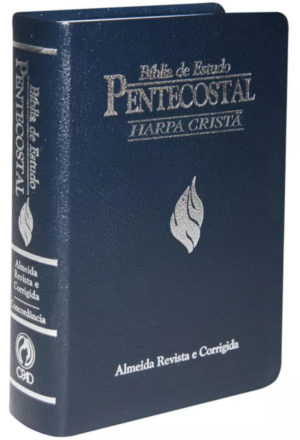 Bíblia de estudo Pentecostal média - Harpa cristã - Revista e corrigida (Luxo/Azul)