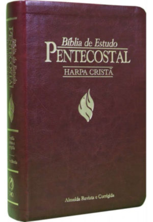 Bíblia de estudo Pentecostal média - Harpa cristã - Revista e corrigida (Luxo/vinho)