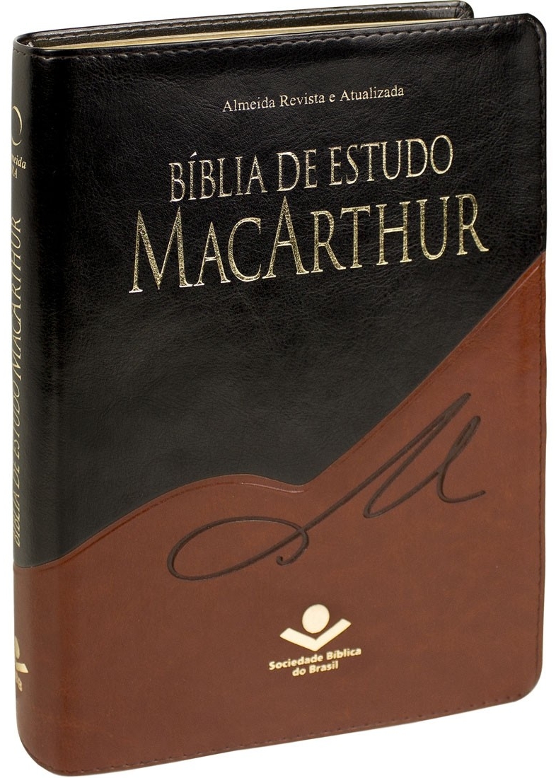 Bíblia De Estudo Macarthur – Luxo Preta E Marrom