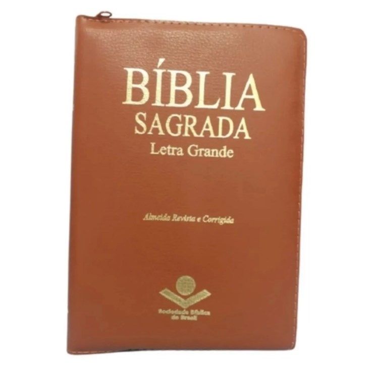 Bíblia Sagrada RC Letra Grande Com Zíper Marrom
