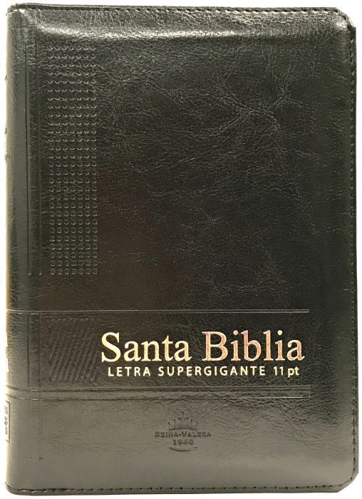 Santa Biblia Letra Supergigante Pequena com Zíper Preta Nobre