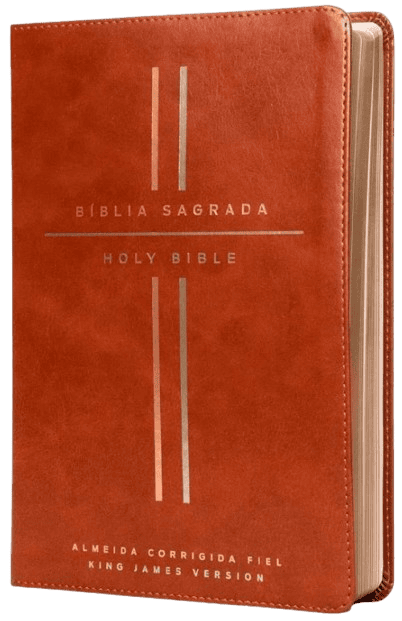 Bíblia Sagrada Bilíngue Português Inglês ACF KJV Marrom Leitura Perfeita Bíblia King James