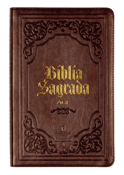 Biblia Sagrada Slim ACF Luxo couro soft marrom